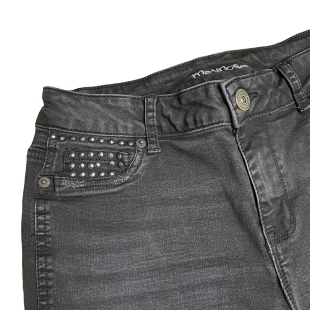 Maurices Jeans Faded Black Studded Skinny Jeans Size Medium Regular 8 10 - Picture 4 of 14